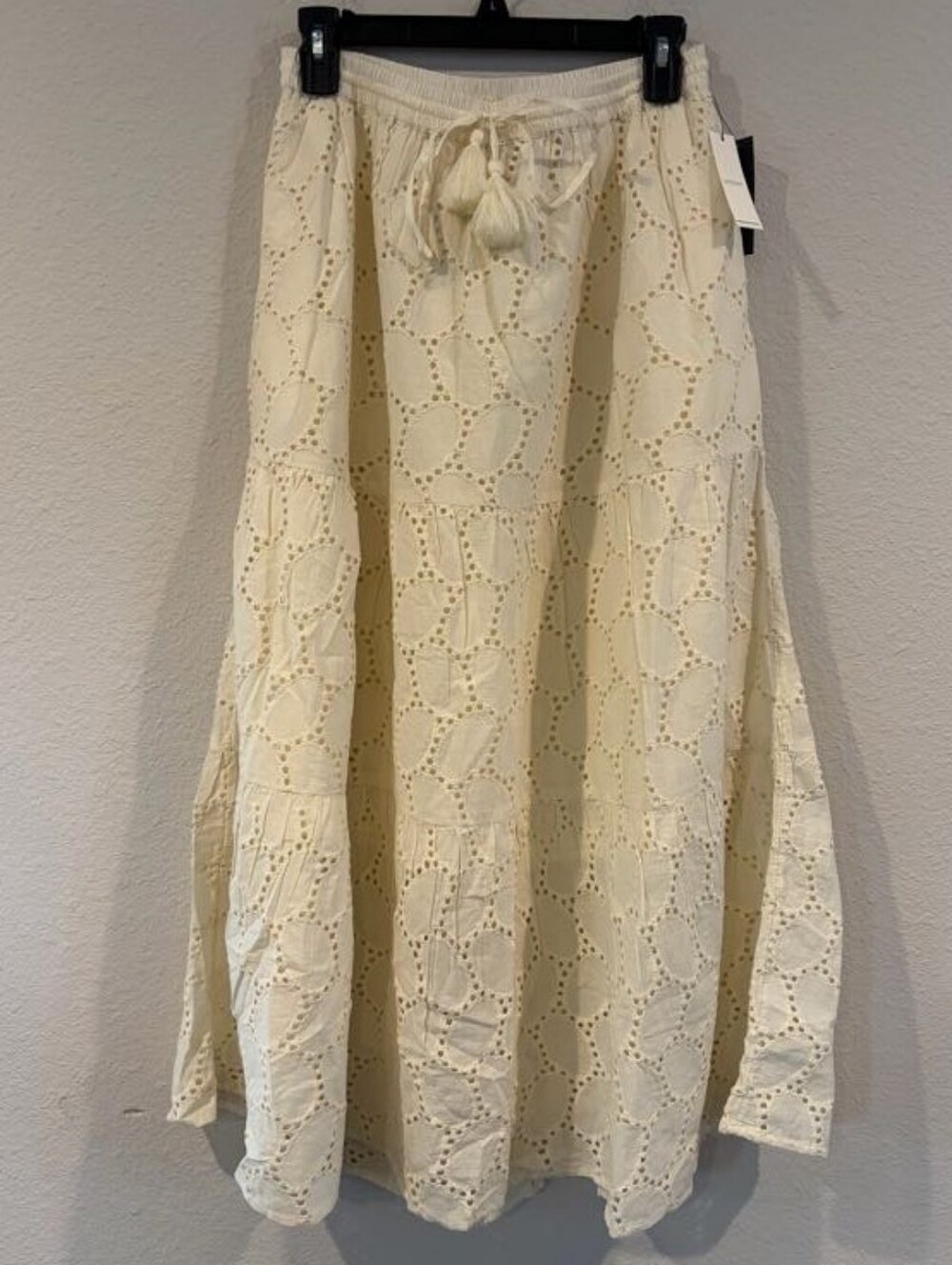 NEW Liverpool Los Angeles Womens Vanilla Eyelet Embroidered Maxi Skirt Size L